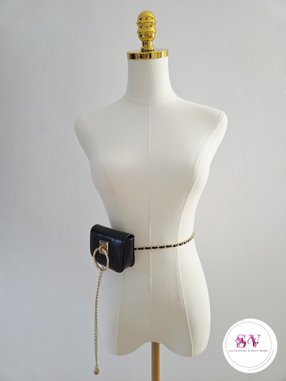 Gold And Black Chain Belt Bag